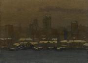 unknow artist River Front, New York, in Winter oil painting on canvas